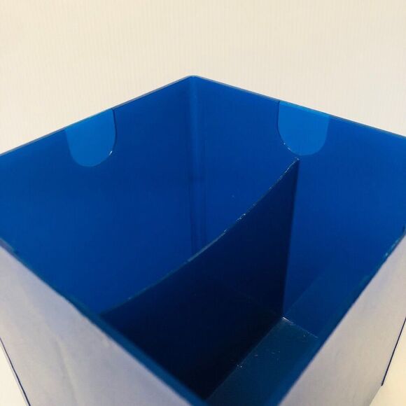 Retro Style Cobalt Blue Hard Plastic Cubed Storage Bin - Picture 5 of 6